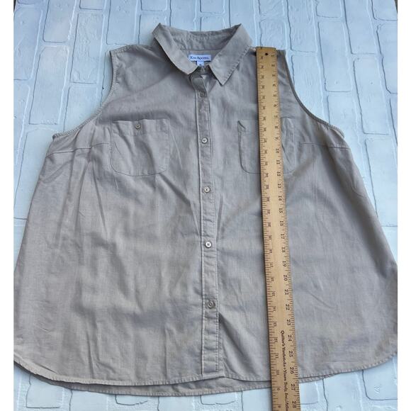 Kim Rogers Women's Linen Cotton Blend Beige Tan Sleeveless Button Down Top sz XL - Picture 5 of 5